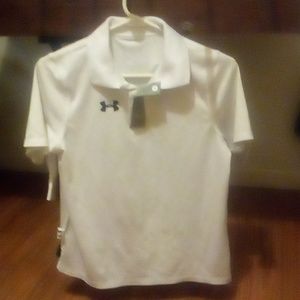 UNDER ARMOUR WHITE CASUAL DRESS SHIRT SIZE YOUTH LARGE LOOSE